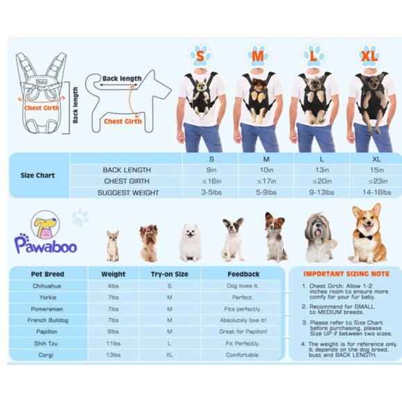 Pawaboo‎ Pet Carrier Backpack Front Facing Adjustable Dog Cat Travel Bag - Picture 5 of 6